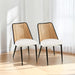 Off White Rattan Dining Chairs Set of 2,Boucle Chairs with Natural Cane Back, Upholstered Dining Room Kitchen Chair for Dining Room Kitchen, Living Room - DTYStore