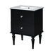 24'' Bathroom Vanity Cabinet with Ceramic Sink Combo Set, Solid Wood Frame Modern Bathroom Storage Cabinet with 2 Drawers, Black Default -DTYStore