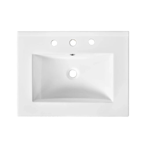 24'' Bathroom Vanity Cabinet with Ceramic Sink Combo Set, Solid Wood Frame Modern Bathroom Storage Cabinet with 2 Drawers, Black Default -DTYStore