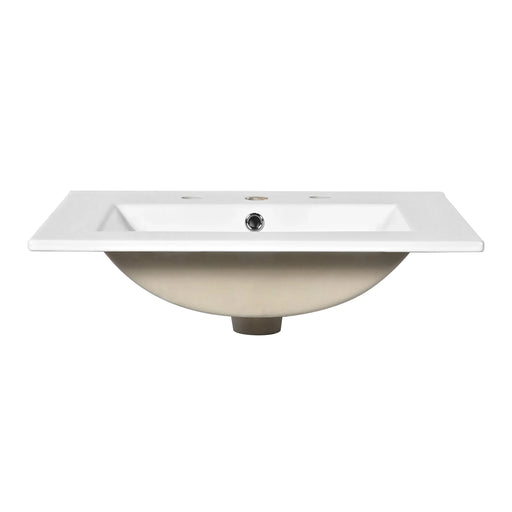 24'' Bathroom Vanity Cabinet with Ceramic Sink Combo Set, Solid Wood Frame Modern Bathroom Storage Cabinet with 2 Drawers, Black Default -DTYStore