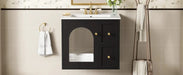24' Bathroom Vanity Set Wall Mounted for Small Space, Bathroom Cabinet with Ceramic Sink, 2 Drawers and 1 Soft-Close Door Default -DTYStore