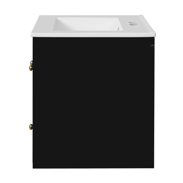 24' Bathroom Vanity Set Wall Mounted for Small Space, Bathroom Cabinet with Ceramic Sink, 2 Drawers and 1 Soft-Close Door Default -DTYStore