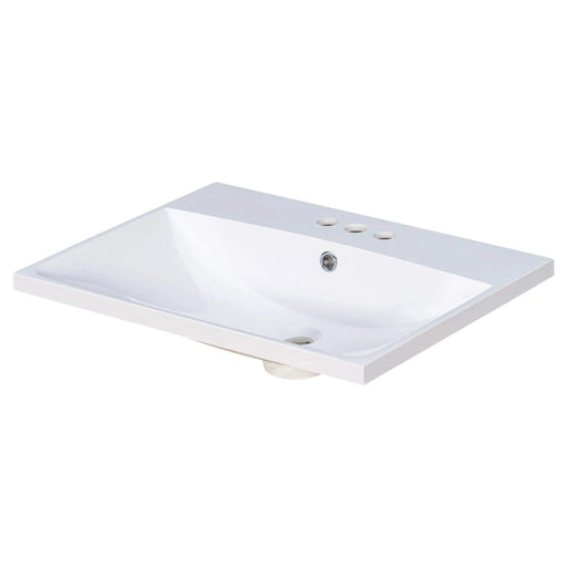 24' Bathroom Vanity Top Only, White Basin, 3-Faucet Holes, 4' Faucet Available, Ceramic Default -DTYStore
