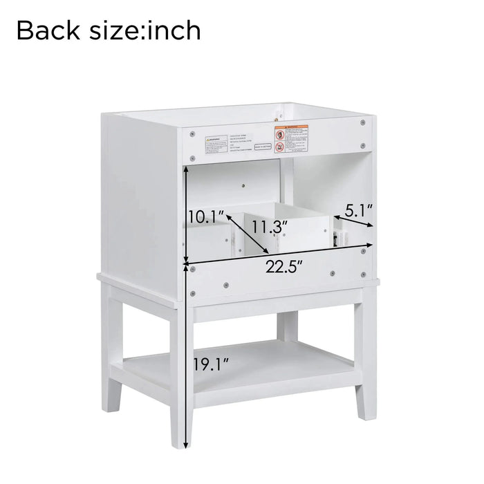 24' Bathroom Vanity With Sink, Bathroom Storage Cabinet with Drawer and Open Shelf, Solid Wood Frame, White Default -DTYStore