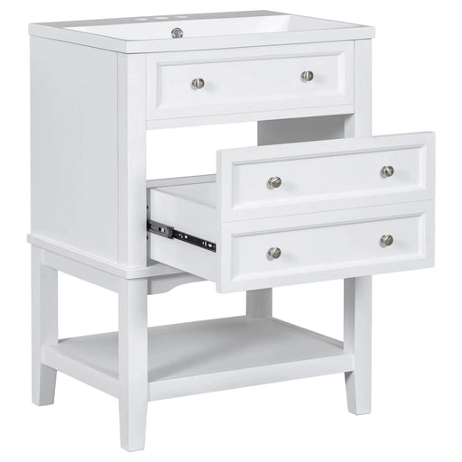 24' Bathroom Vanity With Sink, Bathroom Storage Cabinet with Drawer and Open Shelf, Solid Wood Frame, White (Old Sku:SY999991AAK) Default -DTYStore
