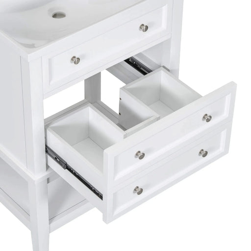 24' Bathroom Vanity With Sink, Bathroom Storage Cabinet with Drawer and Open Shelf, Solid Wood Frame, White (Old Sku:SY999991AAK) Default -DTYStore