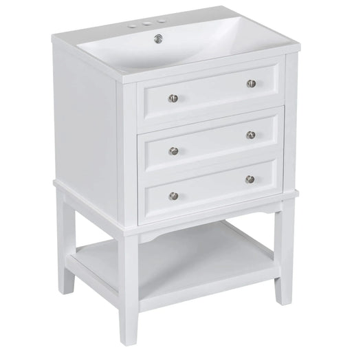 24' Bathroom Vanity With Sink, Bathroom Storage Cabinet with Drawer and Open Shelf, Solid Wood Frame, White (Old Sku:SY999991AAK) Default -DTYStore