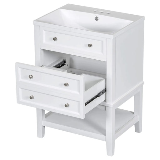 24' Bathroom Vanity With Sink, Bathroom Storage Cabinet with Drawer and Open Shelf, Solid Wood Frame, White (Old Sku:SY999991AAK) Default -DTYStore