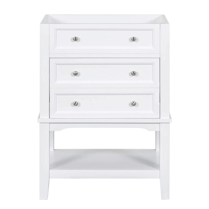 24' Bathroom Vanity Without Sink, Base Only, Solid Wood Frame, Bathroom Storage Cabinet with Drawer and Open Shelf, White Default -DTYStore