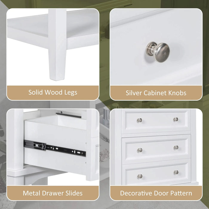 24' Bathroom Vanity Without Sink, Base Only, Solid Wood Frame, Bathroom Storage Cabinet with Drawer and Open Shelf, White Default -DTYStore