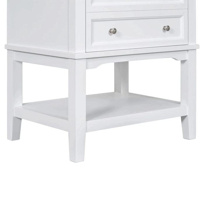 24' Bathroom Vanity Without Sink, Base Only, Solid Wood Frame, Bathroom Storage Cabinet with Drawer and Open Shelf, White Default -DTYStore