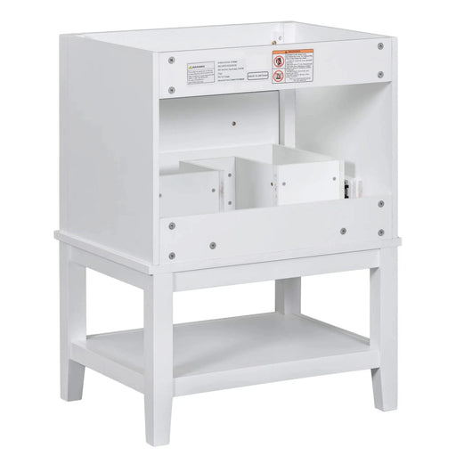 24' Bathroom Vanity Without Sink, Base Only, Solid Wood Frame, Bathroom Storage Cabinet with Drawer and Open Shelf, White Default -DTYStore