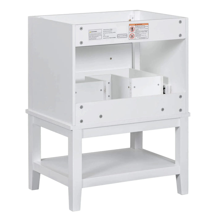 24' Bathroom Vanity Without Sink, Base Only, Solid Wood Frame, Bathroom Storage Cabinet with Drawer and Open Shelf, White Default -DTYStore
