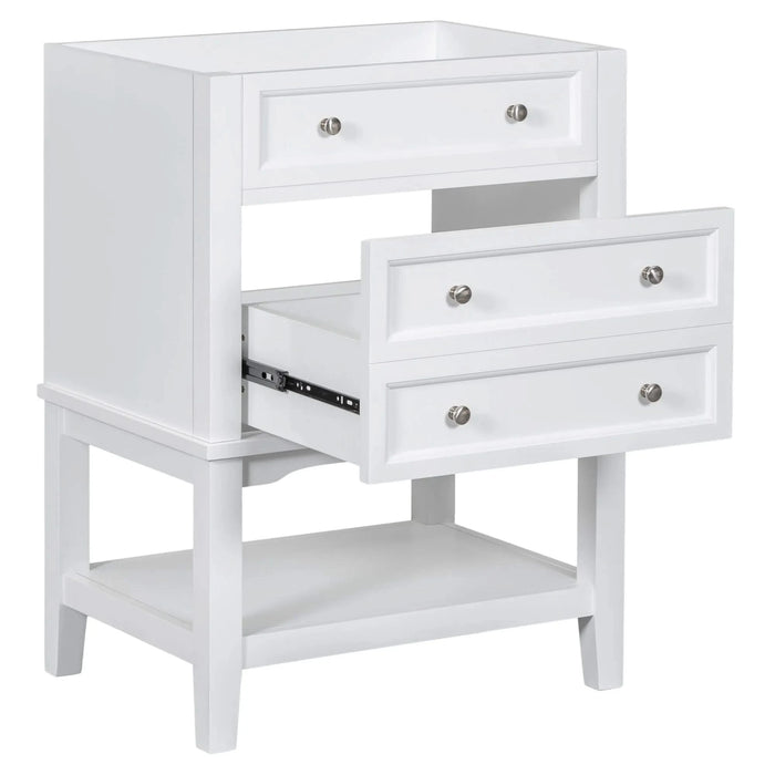 24' Bathroom Vanity Without Sink, Base Only, Solid Wood Frame, Bathroom Storage Cabinet with Drawer and Open Shelf, White Default -DTYStore