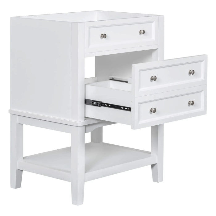 24' Bathroom Vanity Without Sink, Base Only, Solid Wood Frame, Bathroom Storage Cabinet with Drawer and Open Shelf, White Default -DTYStore