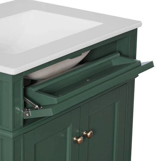 24' Bathroom Vanity with 2 Doors and Tip-Out Drawer, Bathroom Storage Cabinet with Sink, Soft-Closing Doors with Organizers Default -DTYStore