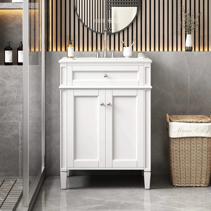 24' Bathroom Vanity with 2 Doors and Tip-Out Drawer, Bathroom Storage Cabinet with Sink, Soft-Closing Doors with Organizers Default -DTYStore