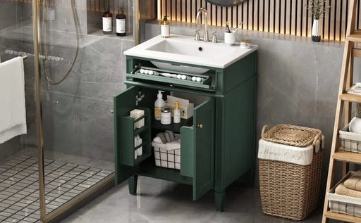 24' Bathroom Vanity with 2 Doors and Tip-Out Drawer, Bathroom Storage Cabinet with Sink, Soft-Closing Doors with Organizers Default -DTYStore