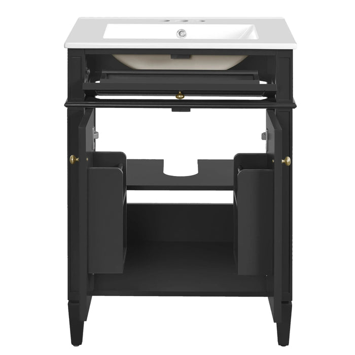 24' Bathroom Vanity with 2 Doors and Tip-Out Drawer, Bathroom Storage Cabinet with Sink, Soft-Closing Doors with Organizers Default -DTYStore