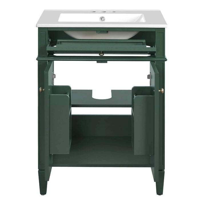 24' Bathroom Vanity with 2 Doors and Tip-Out Drawer, Bathroom Storage Cabinet with Sink, Soft-Closing Doors with Organizers Default -DTYStore