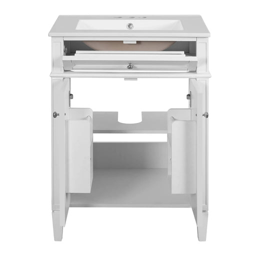 24' Bathroom Vanity with 2 Doors and Tip-Out Drawer, Bathroom Storage Cabinet with Sink, Soft-Closing Doors with Organizers Default -DTYStore