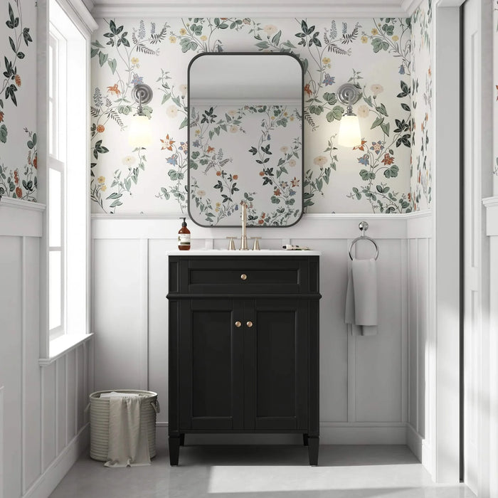 24' Bathroom Vanity with 2 Doors and Tip-Out Drawer, Bathroom Storage Cabinet with Sink, Soft-Closing Doors with Organizers Default -DTYStore