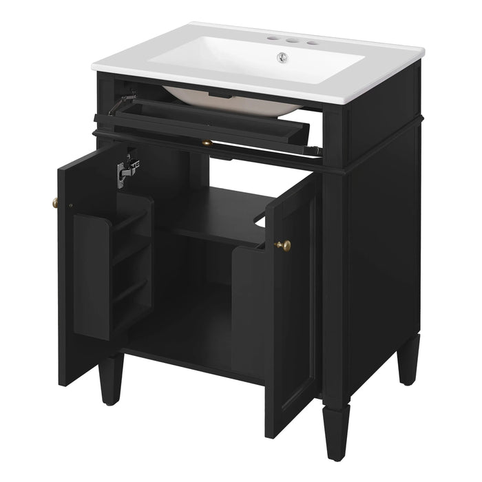24' Bathroom Vanity with 2 Doors and Tip-Out Drawer, Bathroom Storage Cabinet with Sink, Soft-Closing Doors with Organizers Default -DTYStore