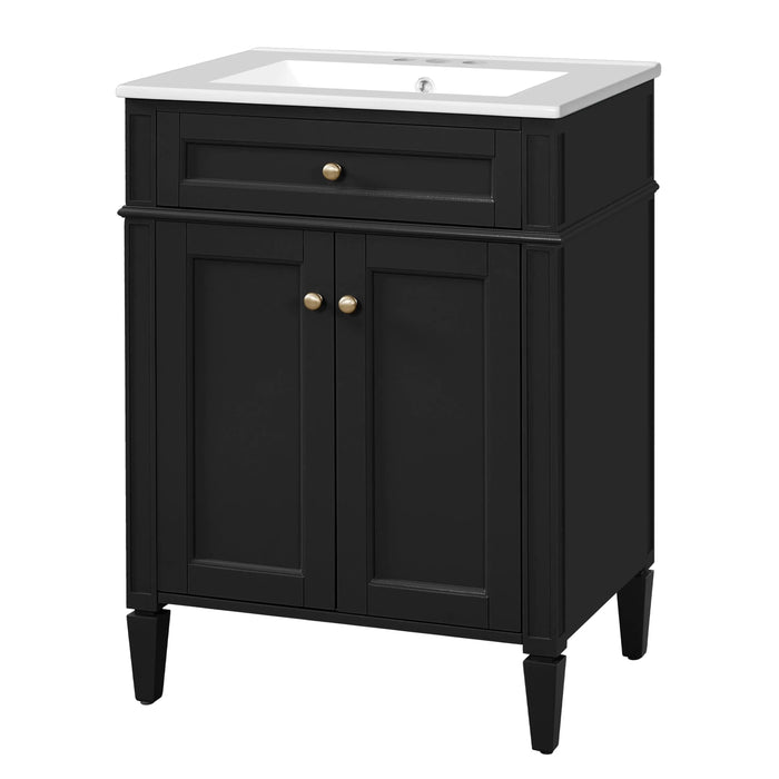 24' Bathroom Vanity with 2 Doors and Tip-Out Drawer, Bathroom Storage Cabinet with Sink, Soft-Closing Doors with Organizers Default -DTYStore