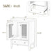 24' Bathroom Vanity with Ceramic Basin, Rattan Bathroom Storage Cabinet with Two Doors and Drawer, Solid Frame, Natural (OLD SKU: JL000008AAD) Default -DTYStore