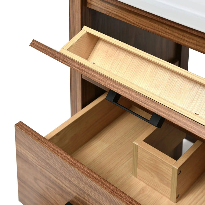 24'' Bathroom Vanity with Ceramic Basin Sink, Modern Bathroom Storage Cabinet with 3 Drawers, Freestanding Bathroom Vanity Cabinet with Single Sink (Same as SW000108AAP) Default -DTYStore