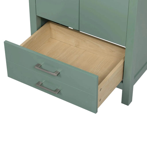 24'' Bathroom Vanity with Ceramic Sink Combo, Modern Freestanding Storae Cabinet with Silver Handles, Soft Closing Doors Default -DTYStore