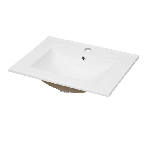 24'' Bathroom Vanity with Ceramic Sink Combo, Modern Freestanding Storae Cabinet with Silver Handles, Soft Closing Doors Default -DTYStore