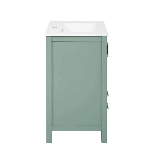 24'' Bathroom Vanity with Ceramic Sink Combo, Modern Freestanding Storae Cabinet with Silver Handles, Soft Closing Doors Default -DTYStore
