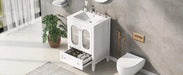24' Bathroom Vanity with Sink, Bathroom Vanity Cabinet with One Drawer and Doors, Adjustable Shelf, Solid Wood and MDF, White Default -DTYStore