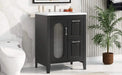 24' Bathroom Vanity with Sink, Bathroom Vanity Cabinet with Two Drawers and Door, Adjustable Shelf, Solid Wood and MDF, Black Default -DTYStore