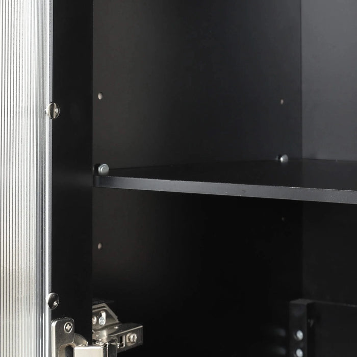 24' Bathroom Vanity with Sink, Bathroom Vanity Cabinet with Two Drawers and Door, Adjustable Shelf, Solid Wood and MDF, Black Default -DTYStore