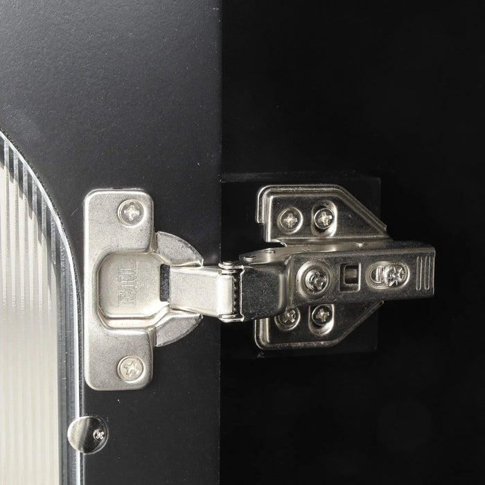 24' Bathroom Vanity with Sink, Bathroom Vanity Cabinet with Two Drawers and Door, Adjustable Shelf, Solid Wood and MDF, Black Default -DTYStore