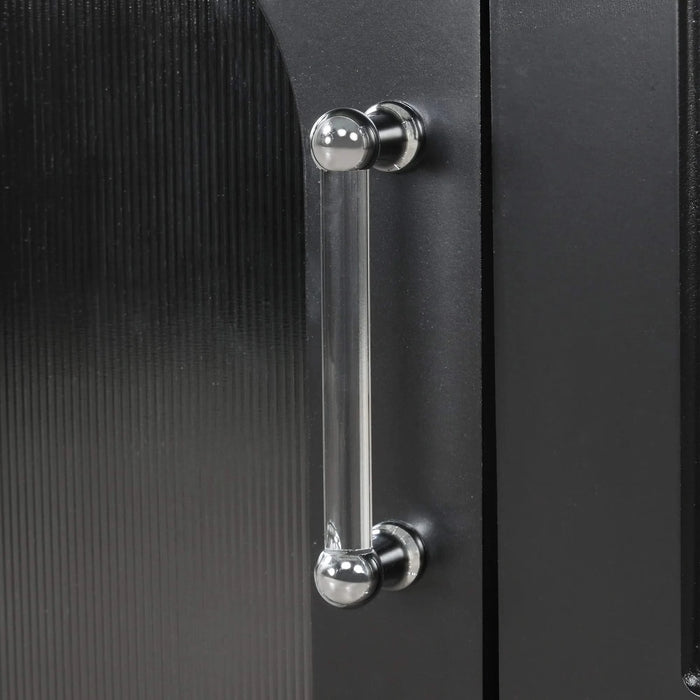 24' Bathroom Vanity with Sink, Bathroom Vanity Cabinet with Two Drawers and Door, Adjustable Shelf, Solid Wood and MDF, Black Default -DTYStore