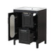 24' Bathroom Vanity with Sink, Bathroom Vanity Cabinet with Two Drawers and Door, Adjustable Shelf, Solid Wood and MDF, Black Default -DTYStore
