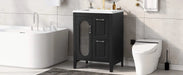 24' Bathroom Vanity with Sink, Bathroom Vanity Cabinet with Two Drawers and Door, Adjustable Shelf, Solid Wood and MDF, Black Default -DTYStore