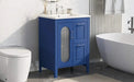 24' Bathroom Vanity with Sink, Bathroom Vanity Cabinet with Two Drawers and Door, Adjustable Shelf, Solid Wood and MDF, Blue Default -DTYStore