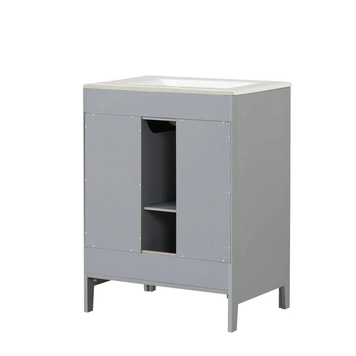 24' Bathroom Vanity with Sink, Bathroom Vanity Cabinet with Two Drawers and Door, Adjustable Shelf, Solid Wood and MDF, Grey (Old Sku:WF309411AAE) Default -DTYStore