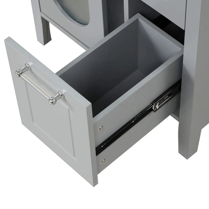 24' Bathroom Vanity with Sink, Bathroom Vanity Cabinet with Two Drawers and Door, Adjustable Shelf, Solid Wood and MDF, Grey (Old Sku:WF309411AAE) Default -DTYStore