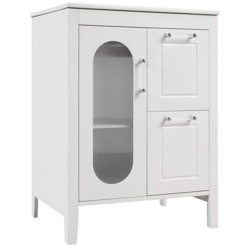 24' Bathroom Vanity with Sink, Bathroom Vanity Cabinet with Two Drawers and Door, Adjustable Shelf, Solid Wood and MDF, White (Old Sku:WF309411AAK) Default -DTYStore