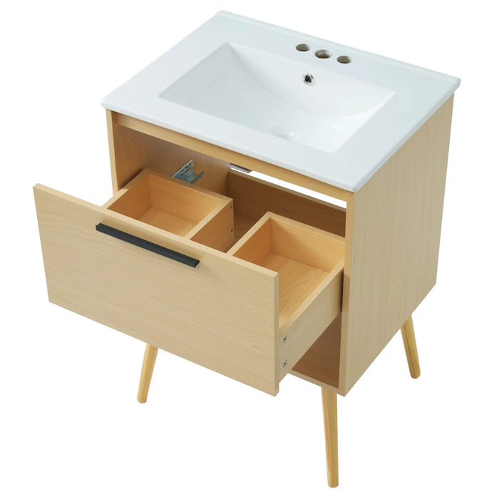 24' Bathroom Vanity with Sink Combo, Multi-functional Bathroom Cabinet with Drawer, MDF Board, Natural Default -DTYStore