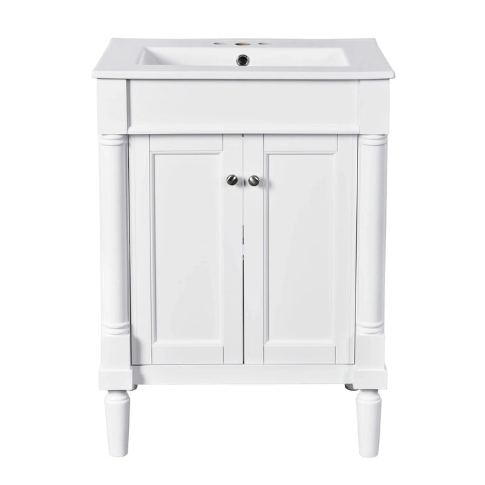 24'' Bathroom Vanity with Top Sink, 2-Tier Modern Bathroom Storage Cabinet, Single Sink Bathroom Vanity, Large Storage Shelves Default -DTYStore