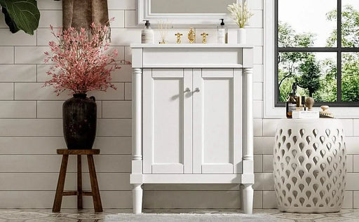 24'' Bathroom Vanity with Top Sink, 2-Tier Modern Bathroom Storage Cabinet, Single Sink Bathroom Vanity, Large Storage Shelves Default -DTYStore