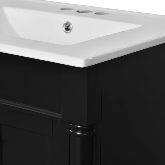 24'' Bathroom Vanity with Top Sink, 2-Tier Modern Bathroom Storage Cabinet, Single Sink Bathroom Vanity, Large Storage Shelves Default -DTYStore