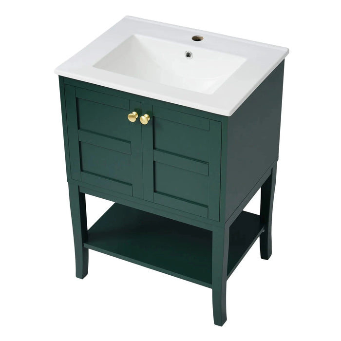 24'' Bathroom Vanity with Top Sink, Modern Bathroom Storage Cabinet with 2 Doors, Single Sink Bathroom Vanity Default -DTYStore