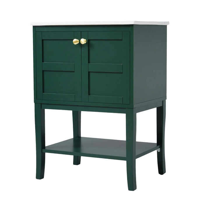 24'' Bathroom Vanity with Top Sink, Modern Bathroom Storage Cabinet with 2 Doors, Single Sink Bathroom Vanity Default -DTYStore